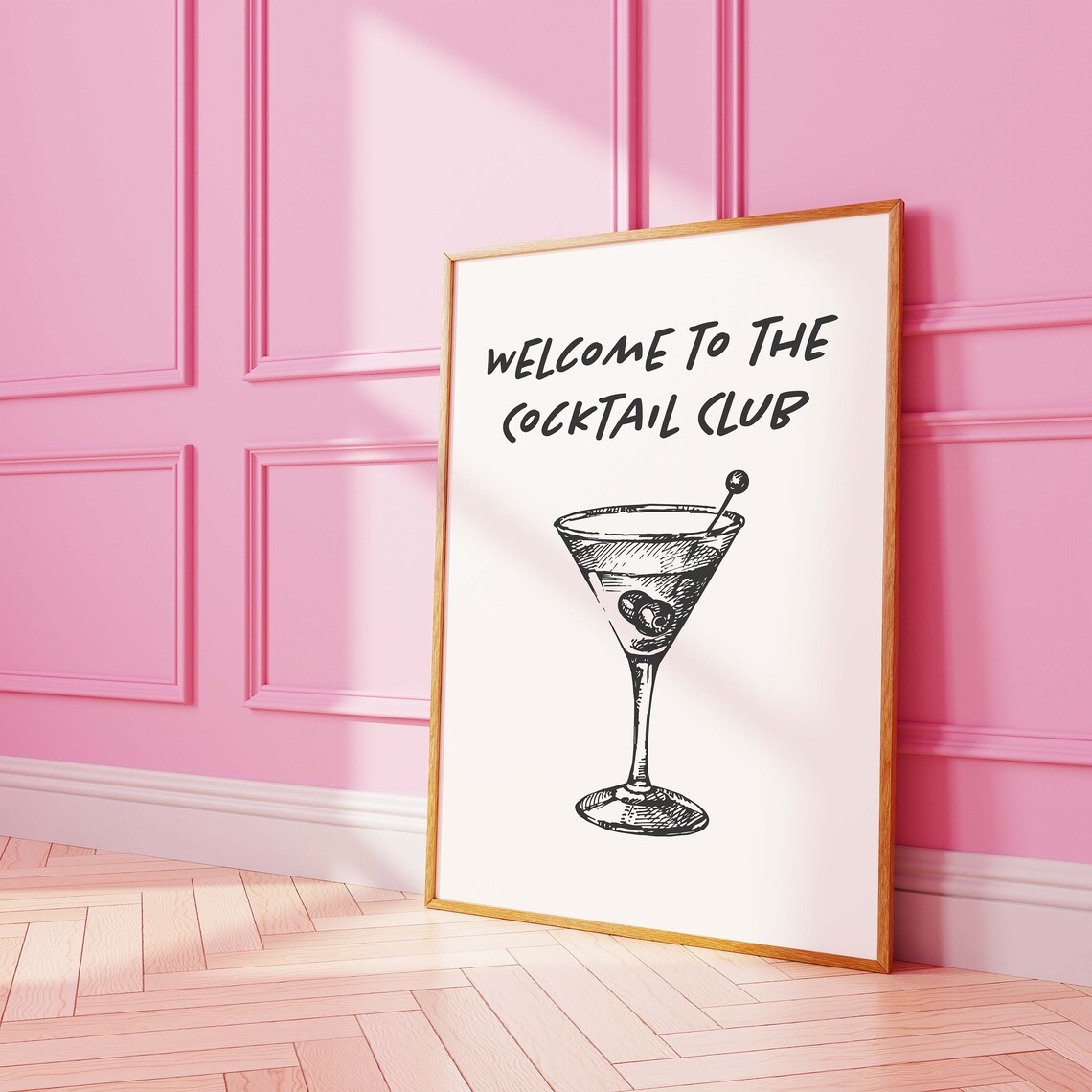 Welcome To The Cocktail Club Black Martini Sketch Bar Art Poster - Image 3