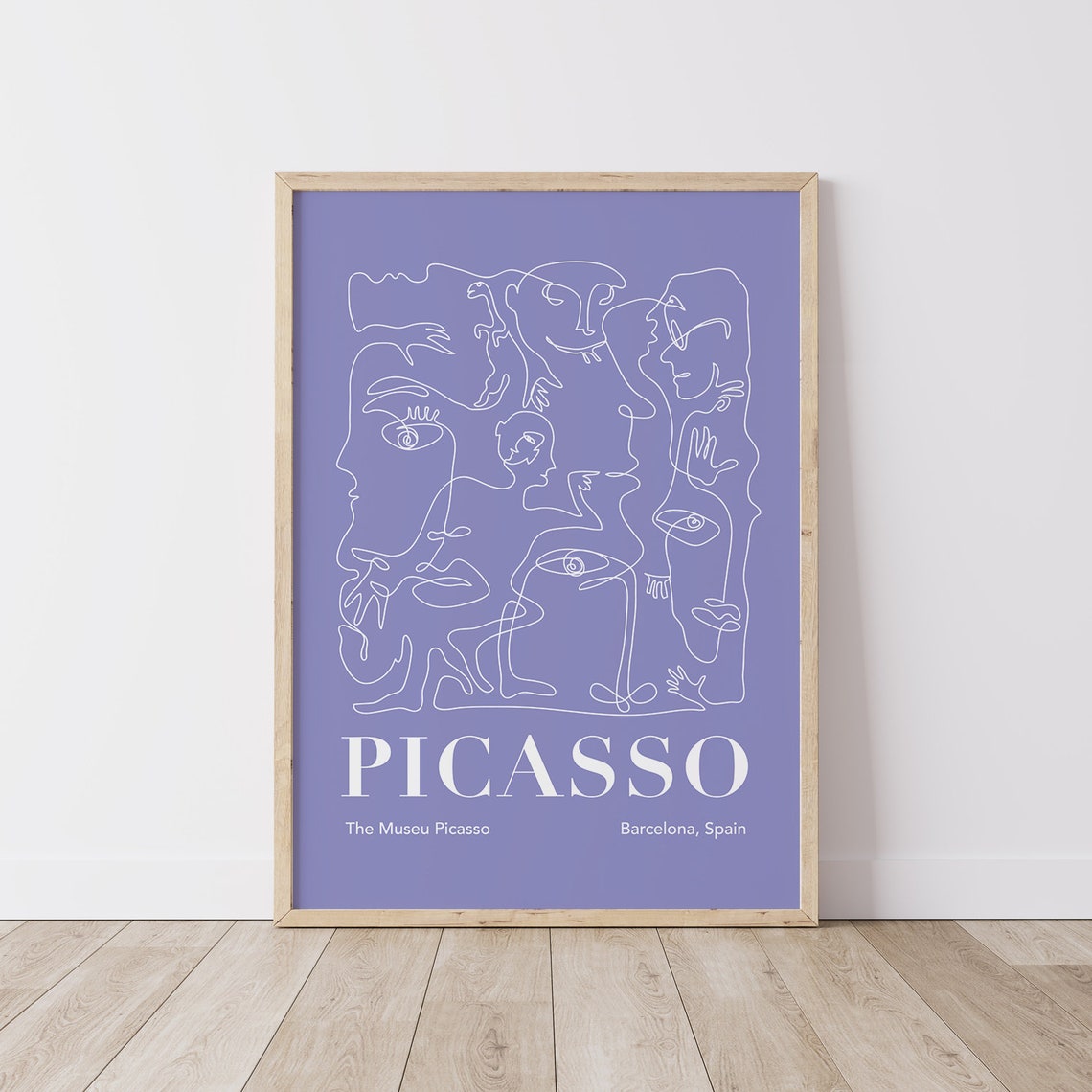 Picasso Abstract Line Art Faces Lavender Purple Exhibition Poster - Image 3