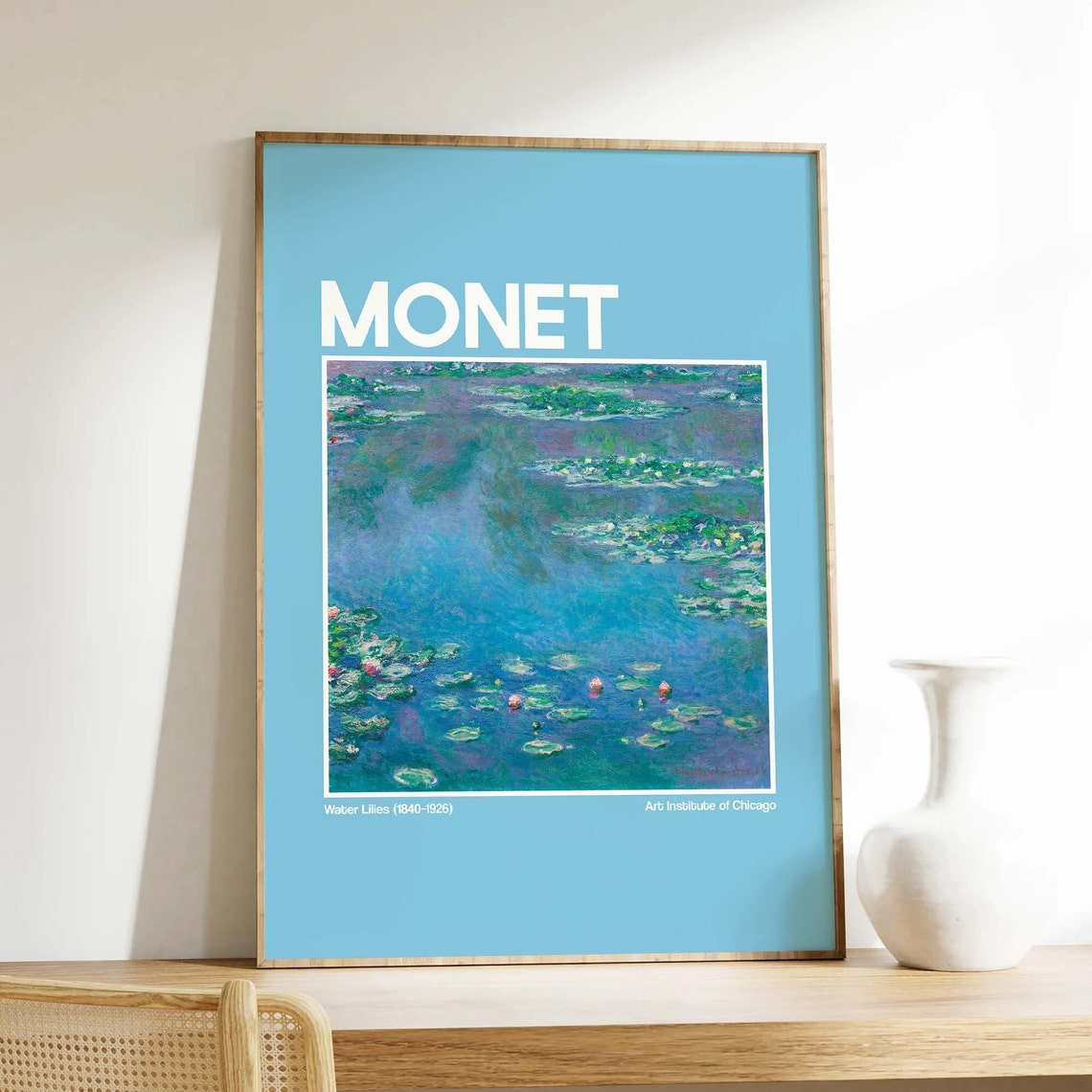 Monet Water Lilies Blue Exhibition Poster Impressionist Art Chicago - Image 2