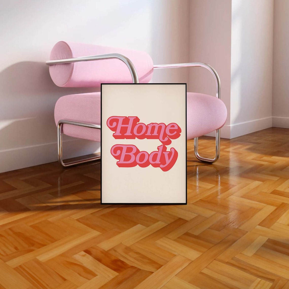 Homebody Print Art Minimal Red Pink Typography Art Cute Wall Art Trendy Art Print - Image 3