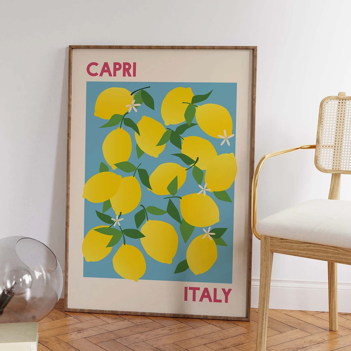 Capri Italy Lemon Market Bright Citrus Travel Poster Kitchen Art - Image 3