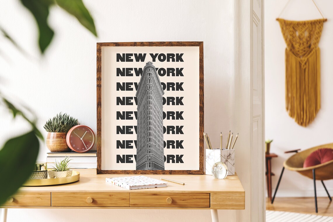 New York City Travel Poster, Black and White Flatiron - Image 5