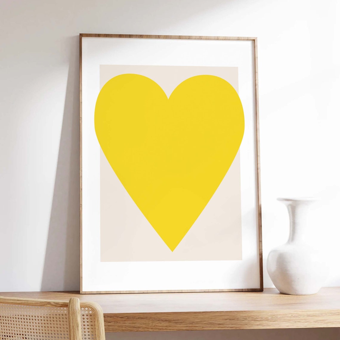 Yellow Heart Print Art Abstract Minimal Heart Poster Art Cute Trendy Wall Art - Image 4