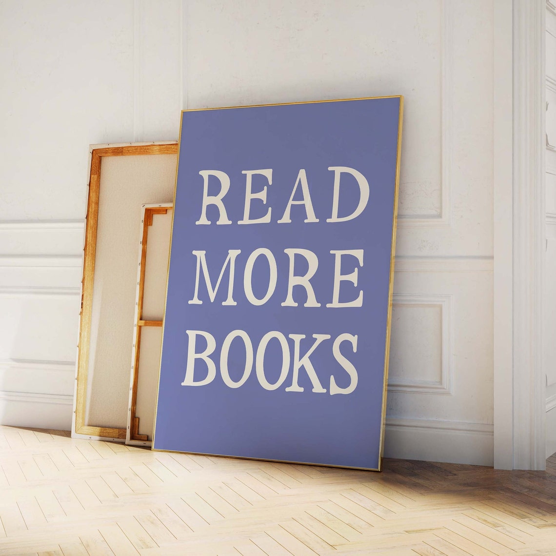 Read More Books Print Art Cute Library Decor Trendy Reading Poster Book Lover Wall Art Blue Wall Art - Image 2