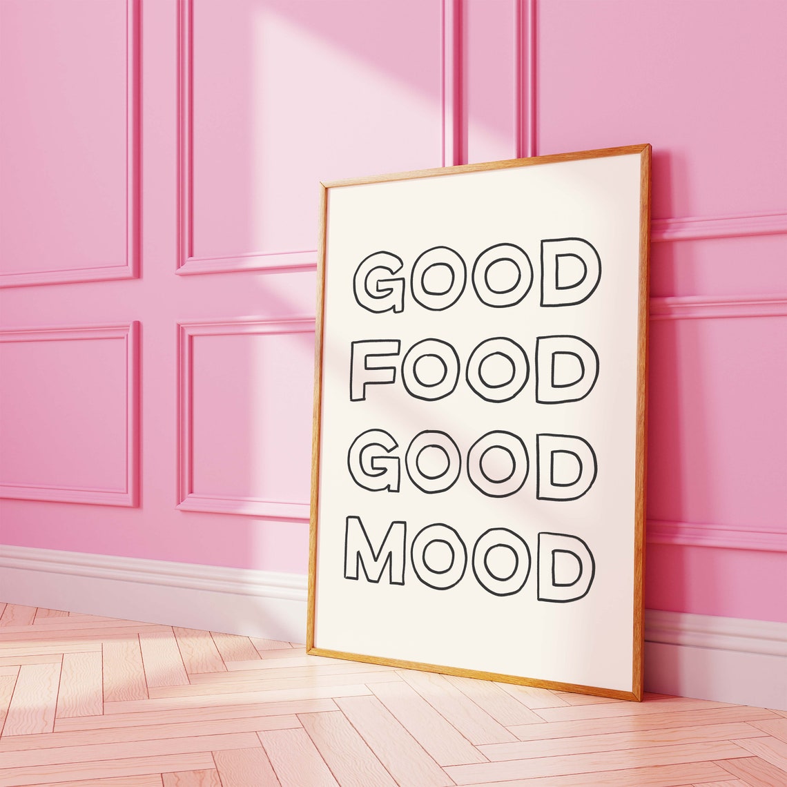 Good Food Good Mood Black Outline Kitchen Quote Wall Decor Poster - Image 4