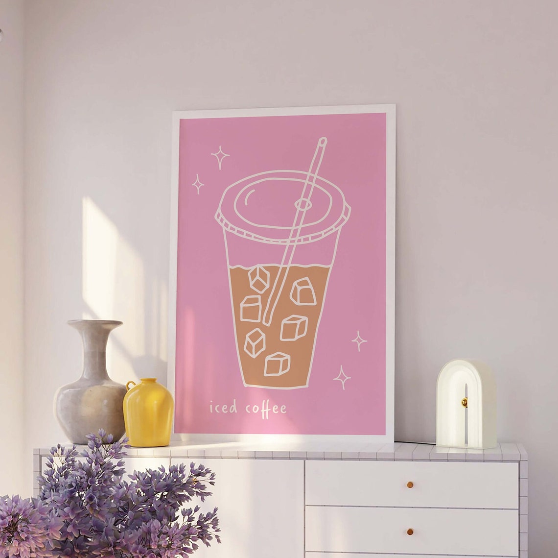 Iced Coffee Print Art Cute Poster Retro Bar Cart Decor - Image 2