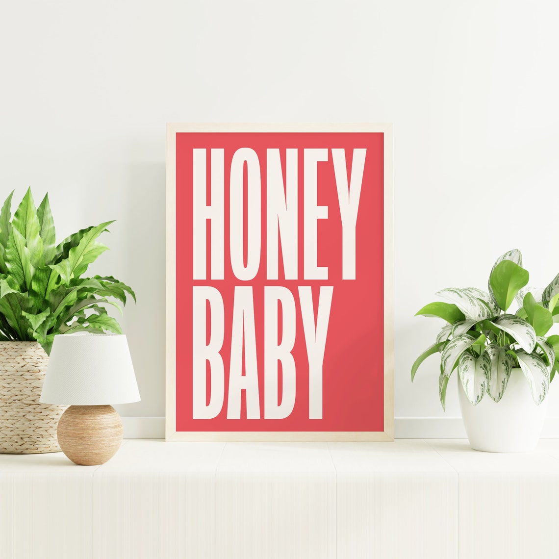 Honey Baby Bold Cream Typography Red Background Modern Quote Poster - Image 6