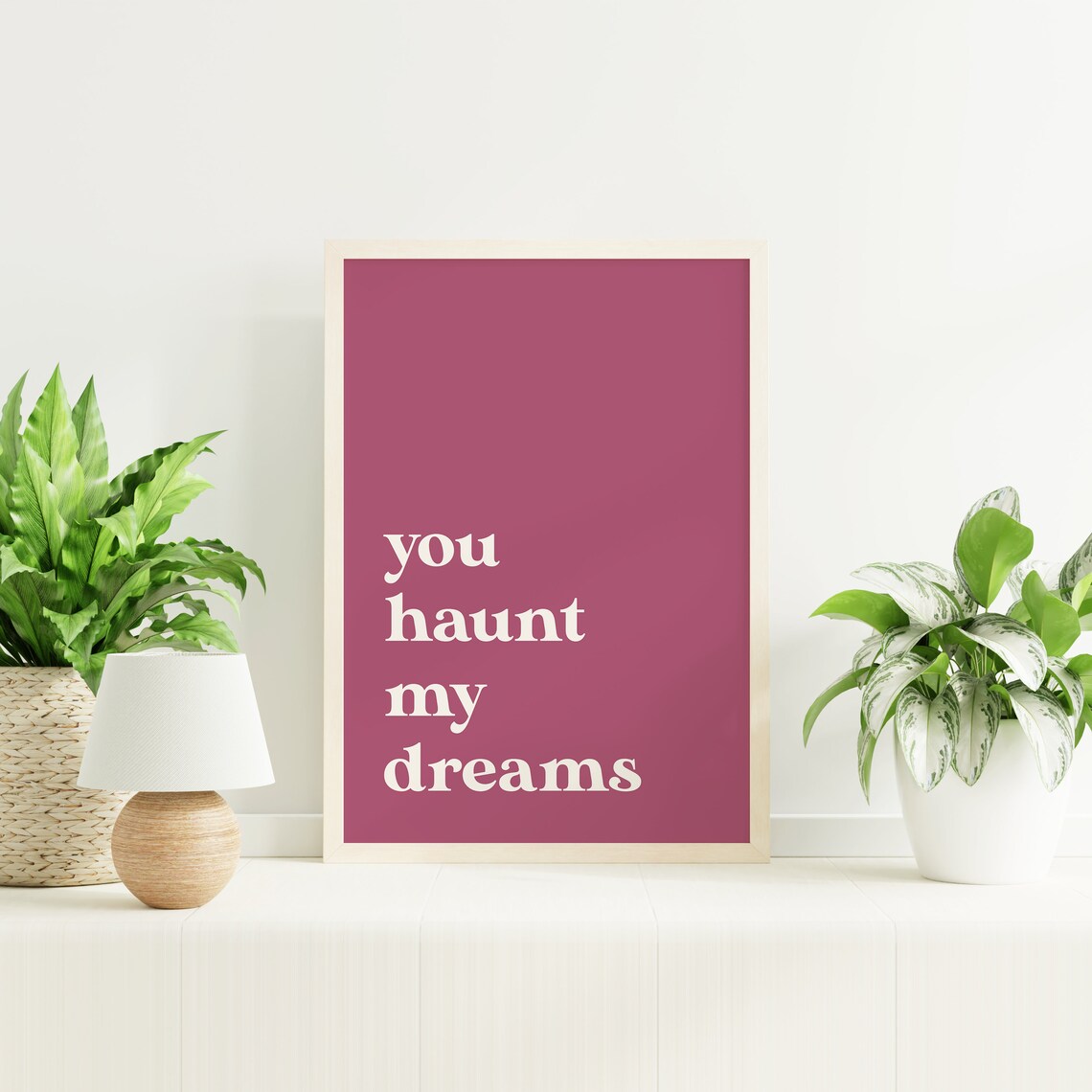 You Haunt My Dreams Mauve Pink Spooky Love Quote Typography Poster - Image 4