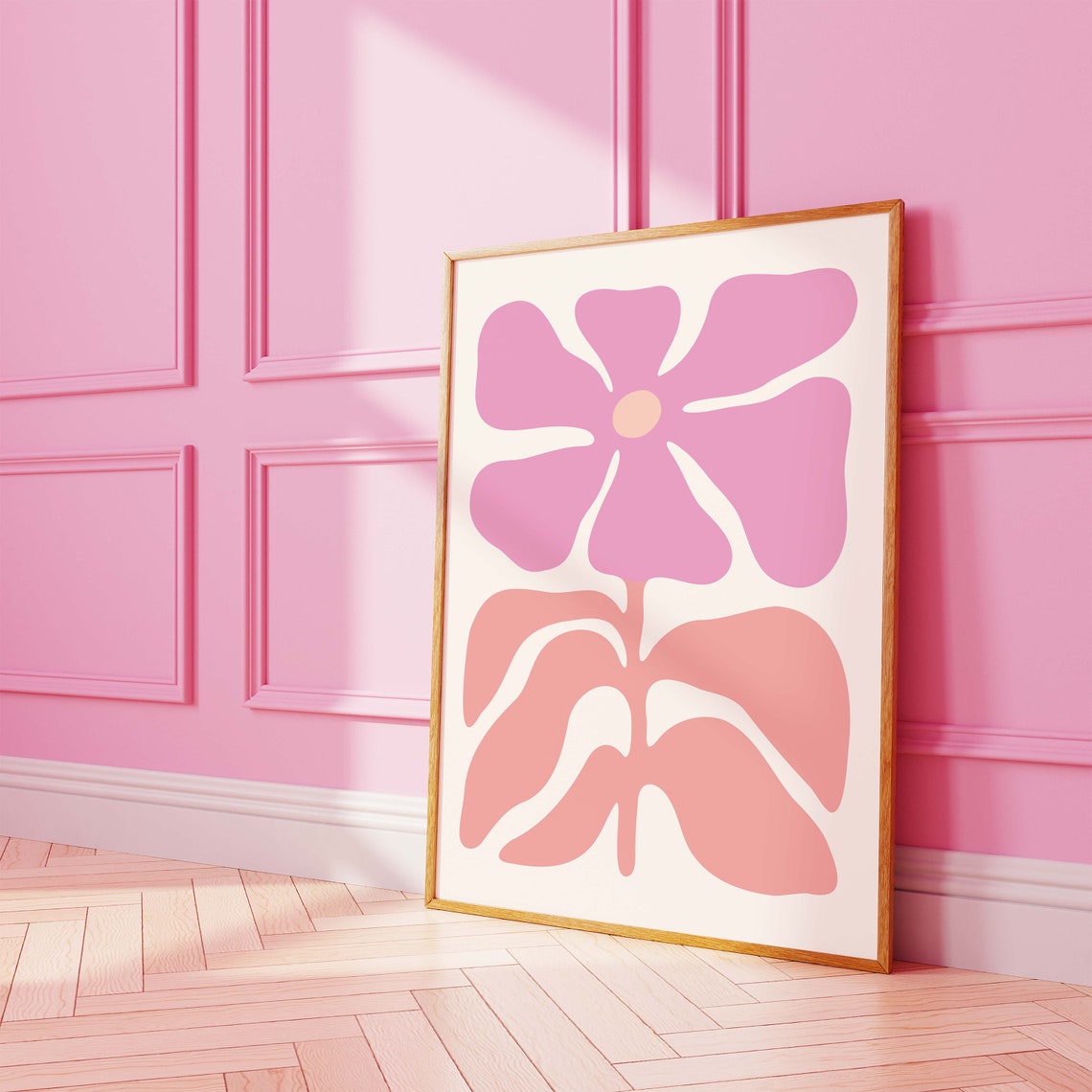 Pink Coral Abstract Organic Flower Leaf Poster For Modern Decor - Image 4