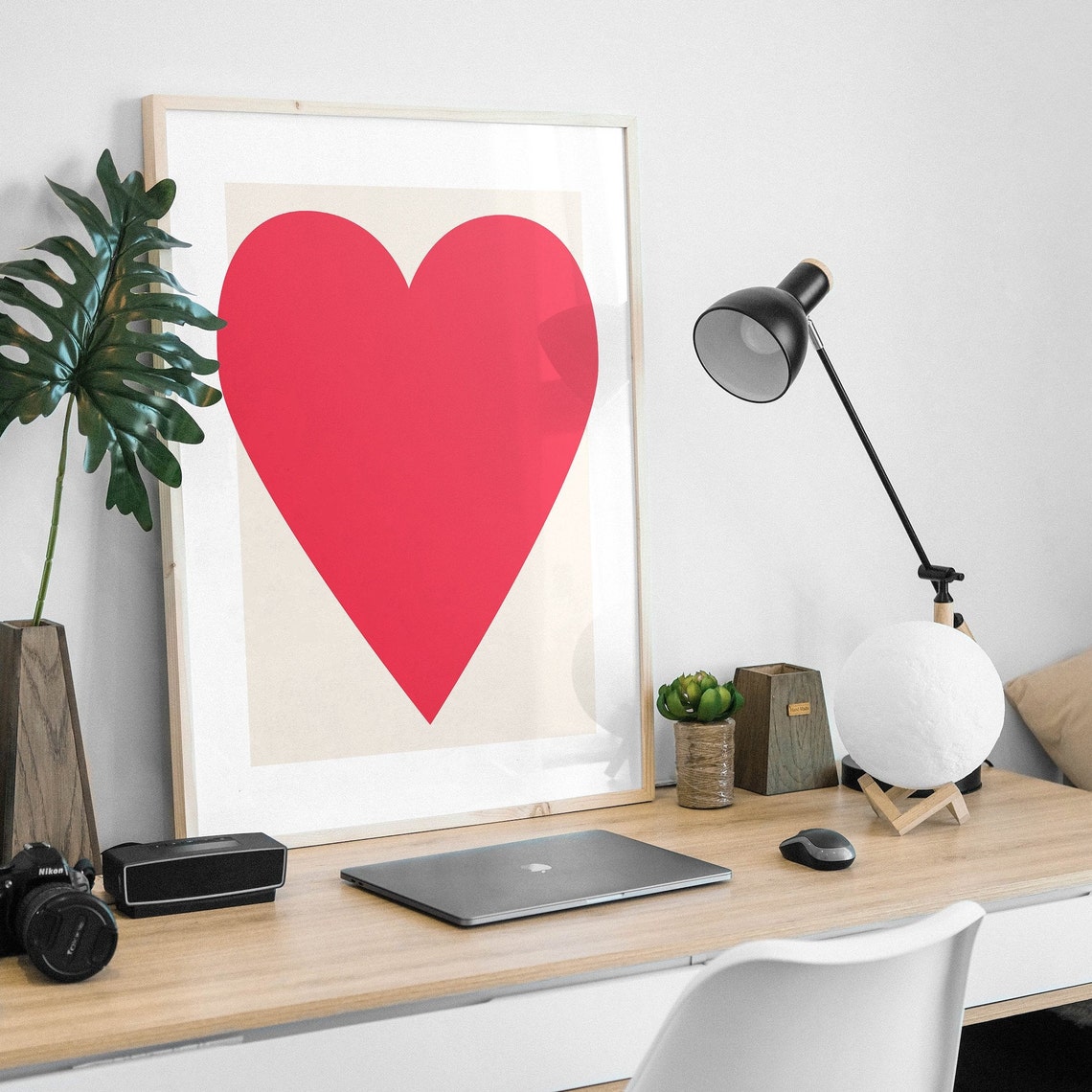 Bold Red Heart Minimalist Love Poster Modern Abstract Wall Decor - Image 3