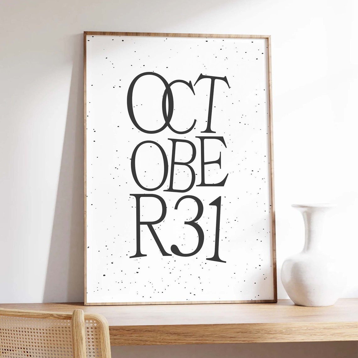 October 31 Minimal White Halloween Date Typography Wall Decor Poster - Image 3