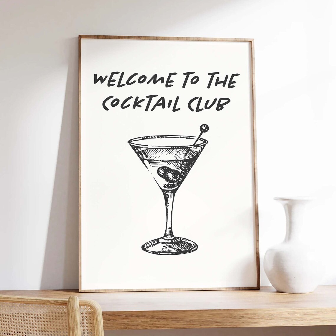 Welcome To The Cocktail Club Black Martini Sketch Bar Art Poster - Image 4