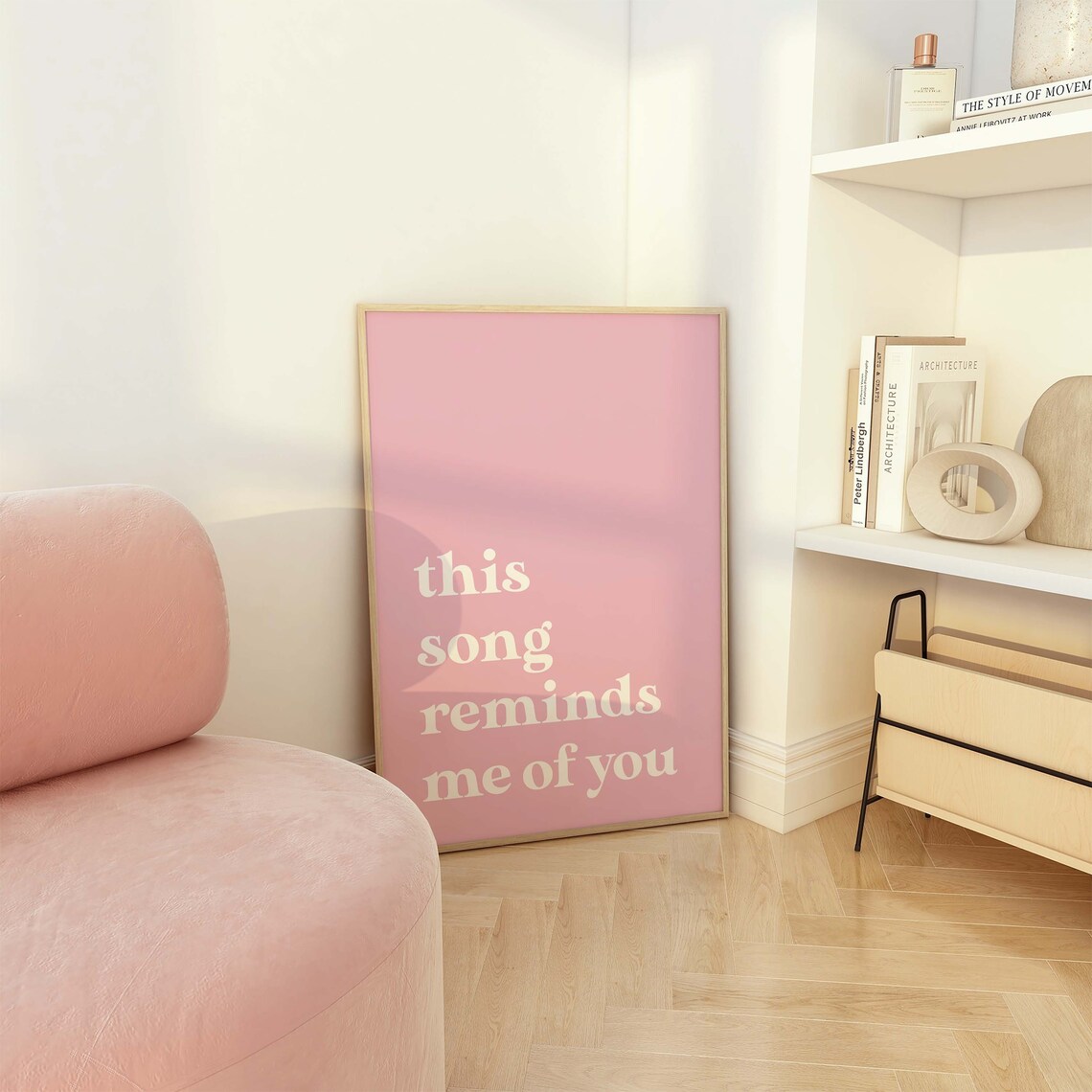 This Song Reminds Me Of You Pink Romantic Typography Art Poster - Image 4