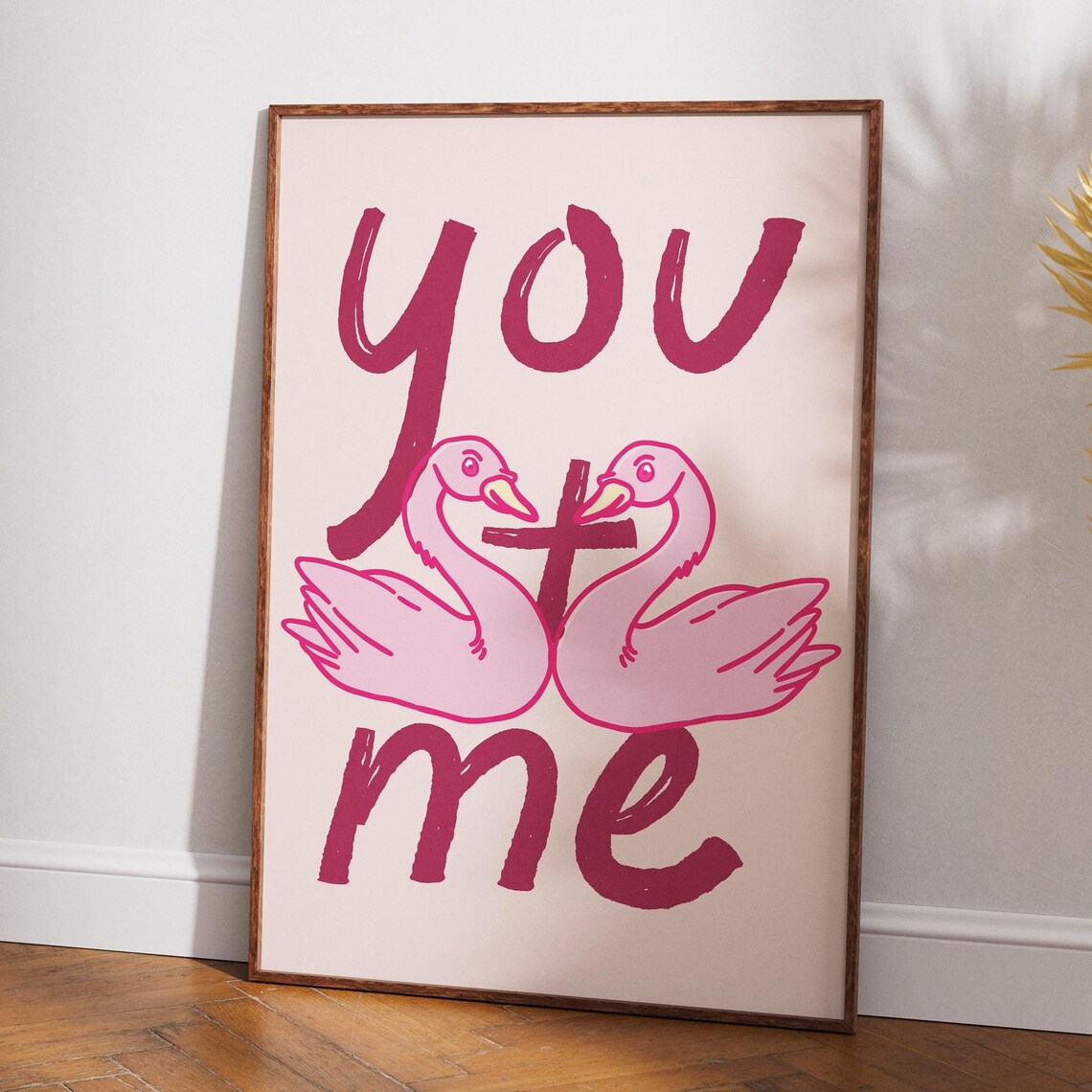 Romantic Swan Love, Minimalist Valentine Decor