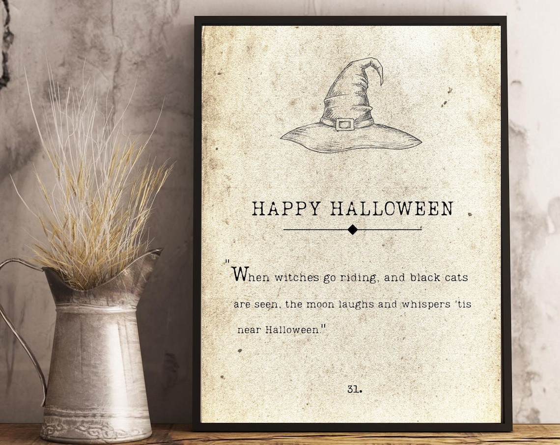 Happy Halloween Antique Book Page Art Print