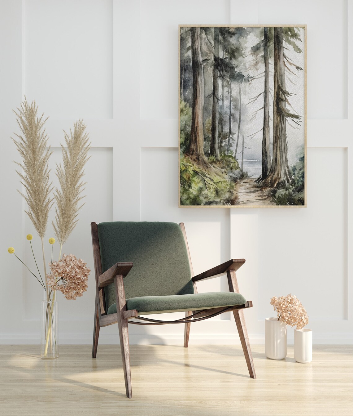 Oregon Forest Watercolor Art Print, Evergreen Pines - Image 3