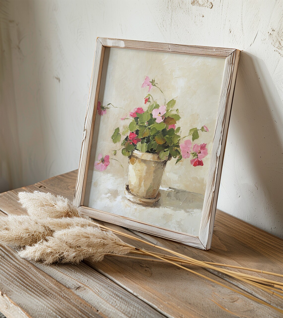 Geranium Oil-Painting Style Art Print, Farmhouse Decor - Image 3