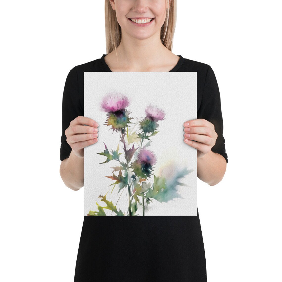 Thistle Watercolor Art Print, Scottish Wildflowers - Image 2