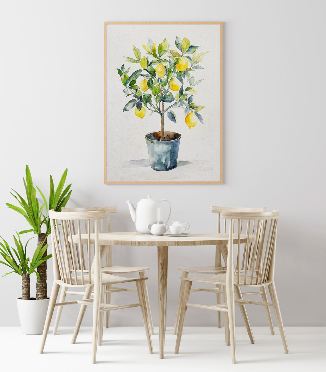 Potted Lemon Tree Bright Lemons Kitchen Botanical Watercolor Art Print - Image 5