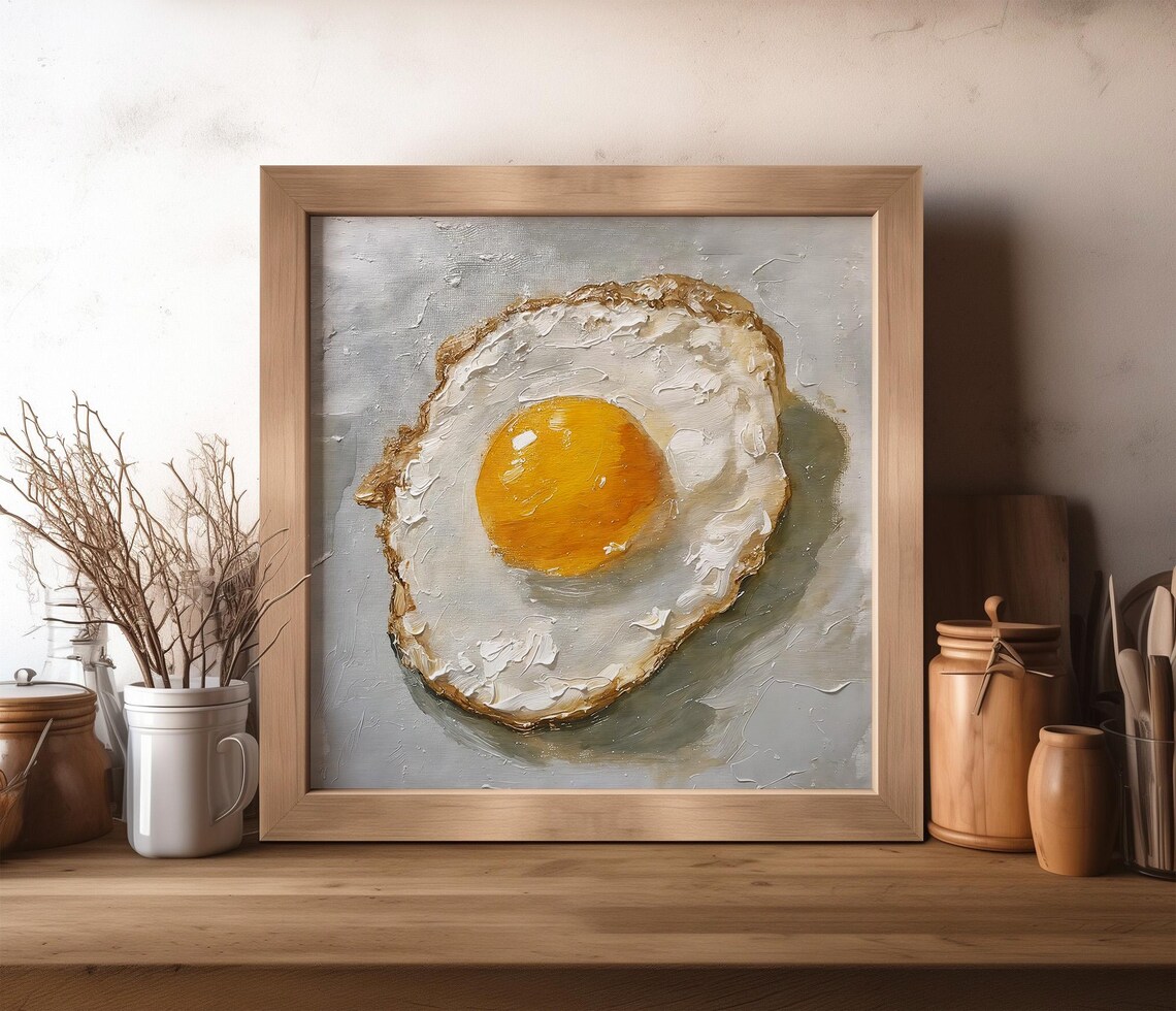 Fried Egg Oil Painting Art Print, Kitchen Still Life - Image 5