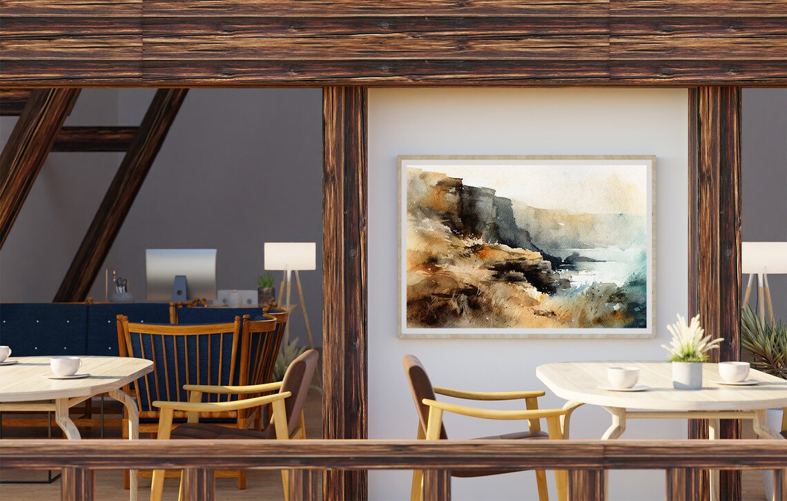 Cliffs Of Moher Irish Landscape Watercolor Poster - Image 2