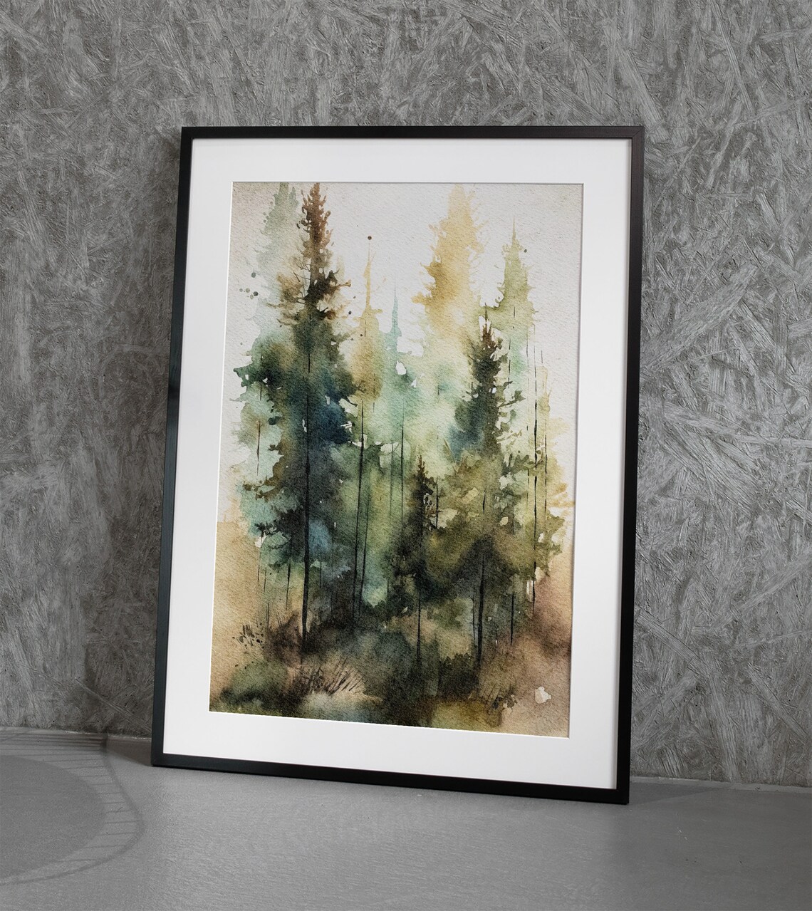 Pine Forest Watercolor Landscape Art Print - Image 3