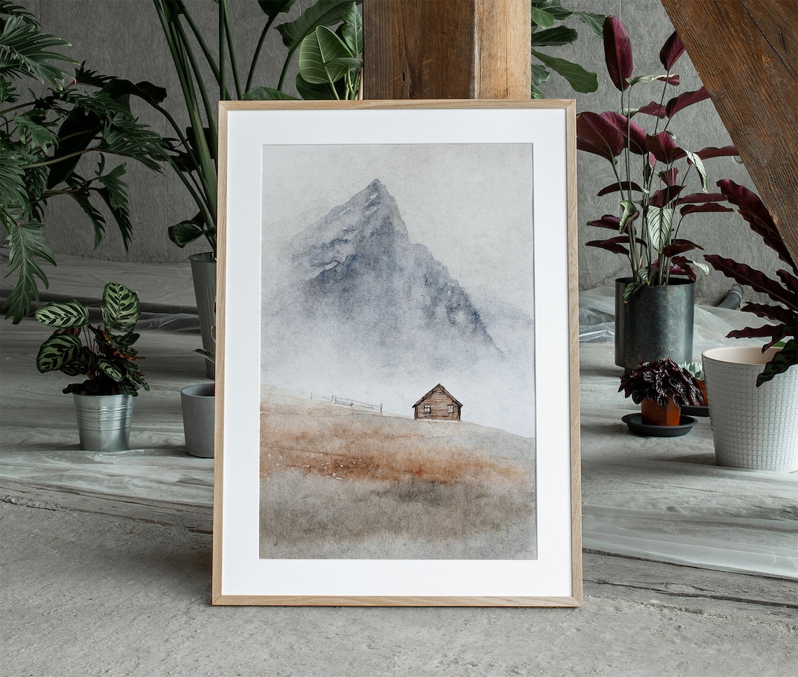 Lofoten Watercolor Landscape, Scandinavian Art Print - Image 2