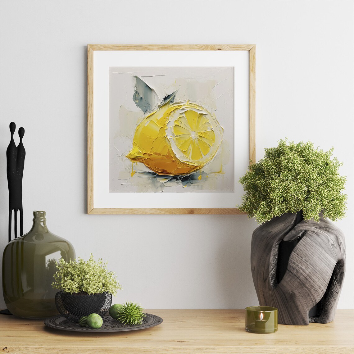 Lemon Oil Painting Citrus Kitchen Wall Art Print - Image 4