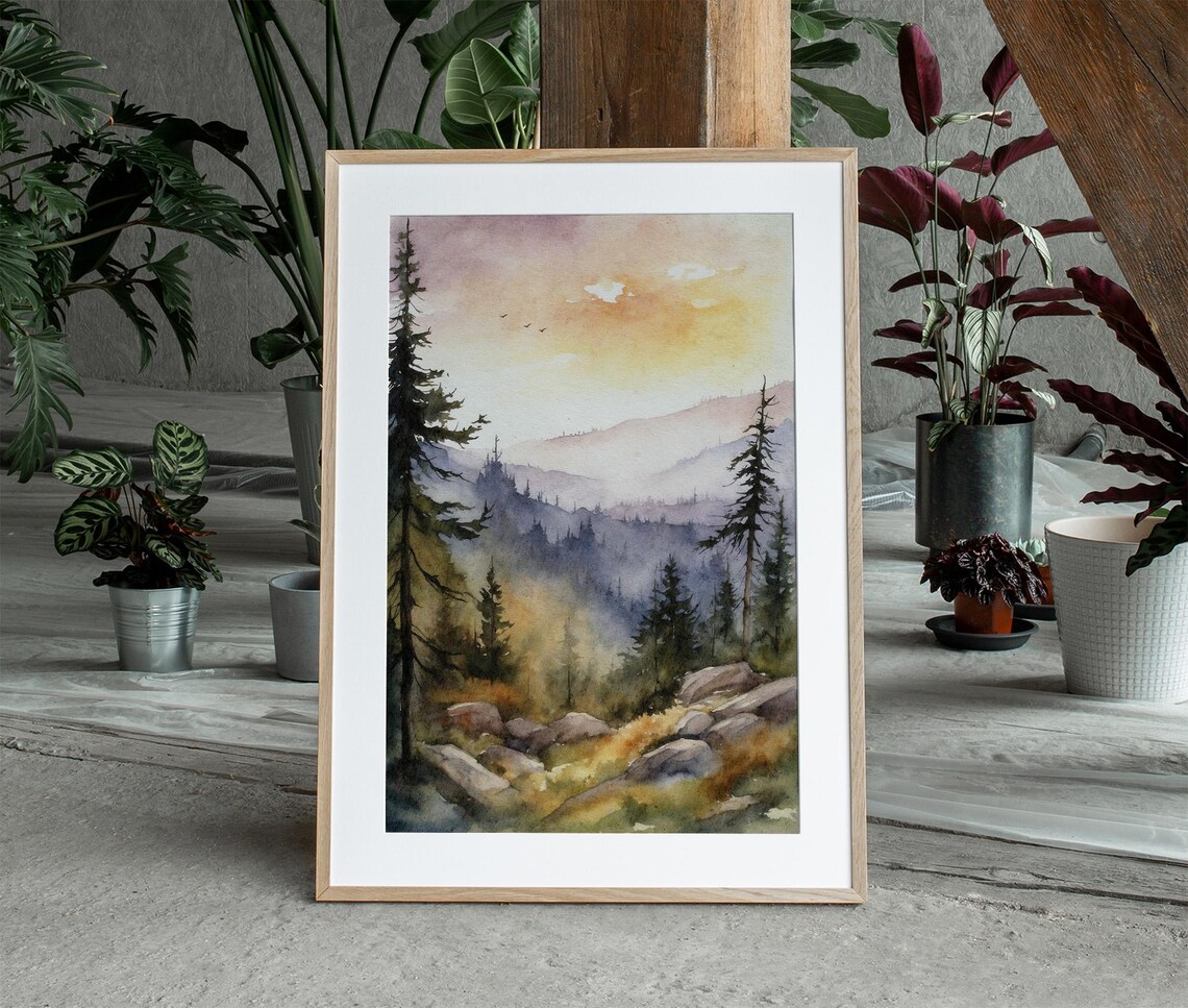 Great Smoky Mountains Watercolor Landscape Art Print - Image 4