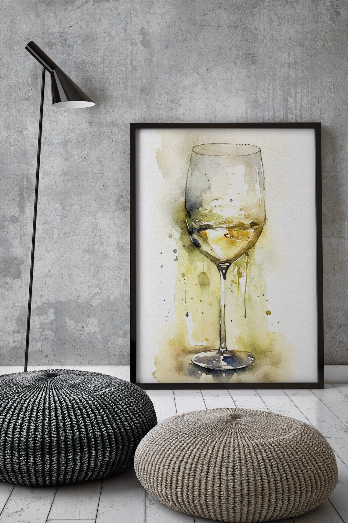 Glass Of Wine Watercolor Art Print, Kitchen Bar - Image 3