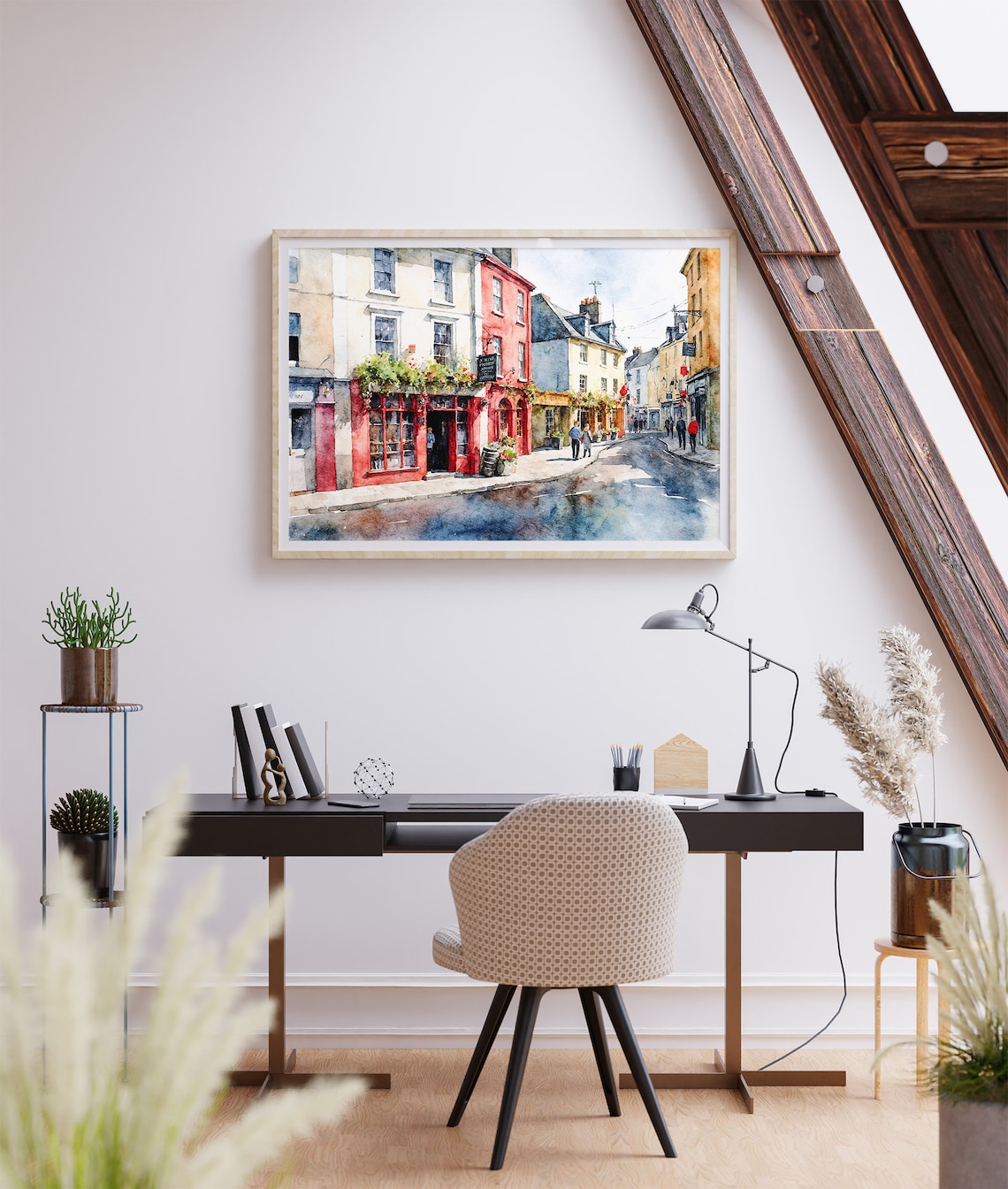 Galway Quay Street Watercolor Travel Poster, Irish Cityscape - Image 2
