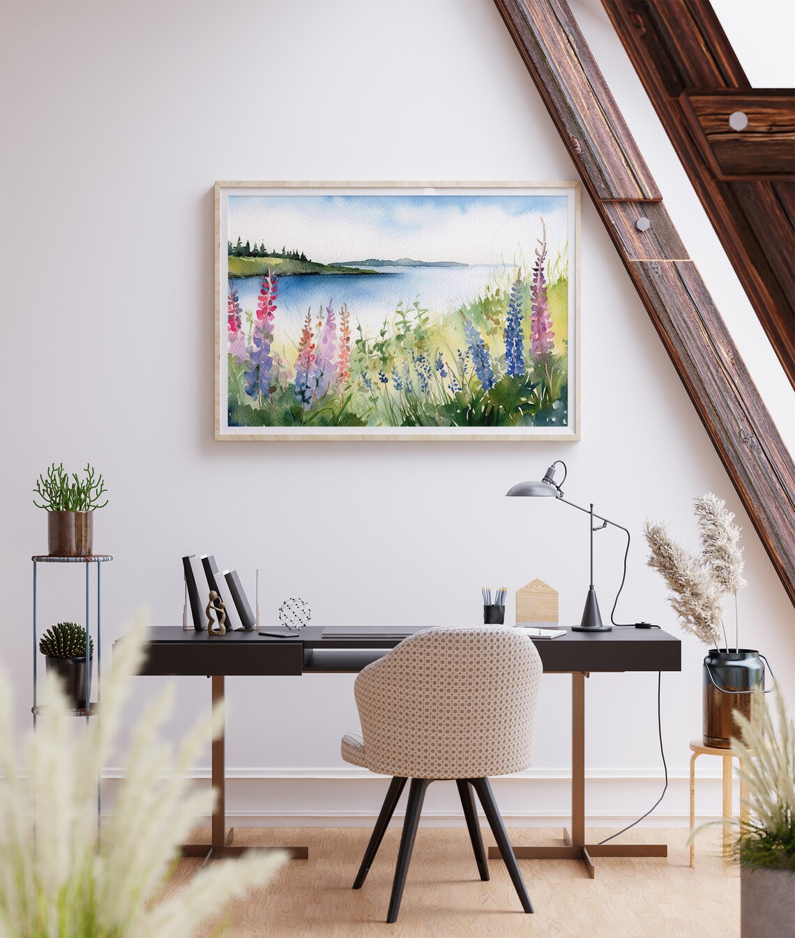 Deer Isle Lupine Meadow Watercolor, Maine Art Print - Image 4