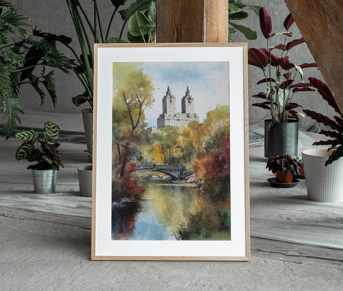 Central Park Watercolor Art Print, New York Cityscape - Image 4