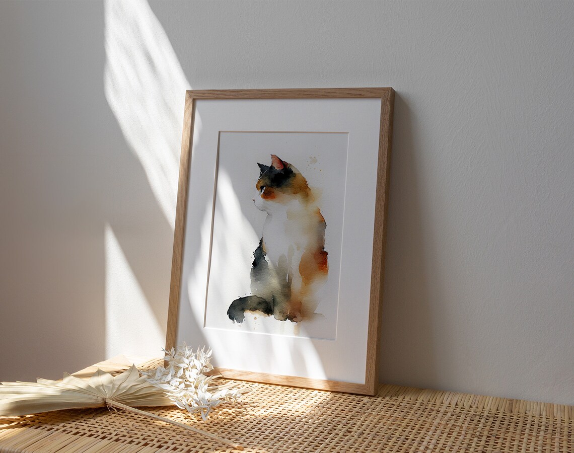 Calico Cat Watercolor Animal Art Print, Cat Poster - Image 2