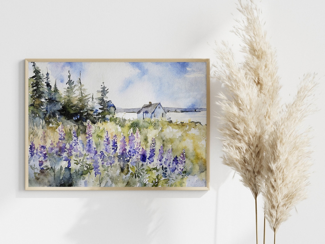 Maine Coast Watercolor Art Print, Coastal Landscape - Image 3