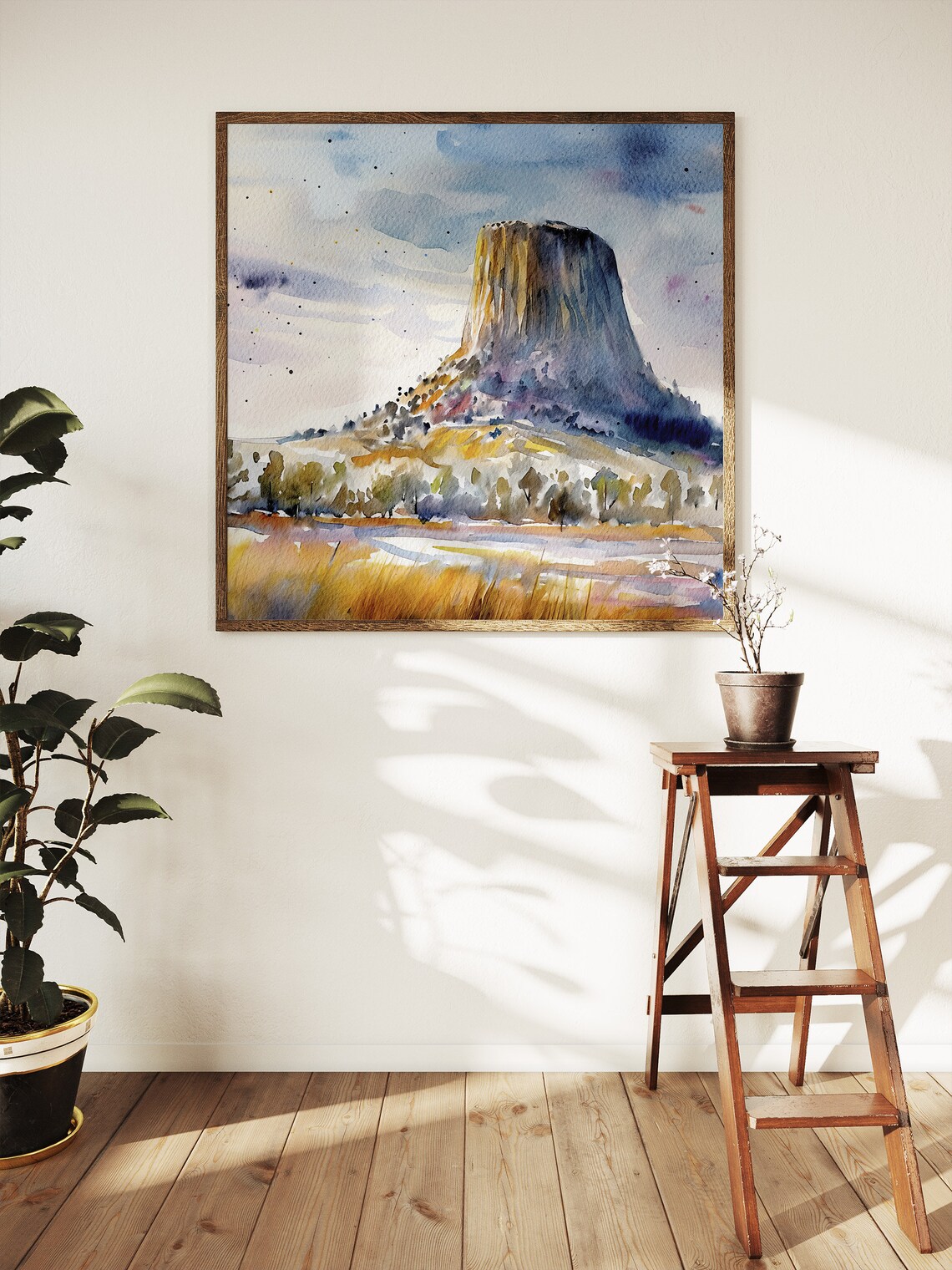 Devils Tower Watercolor Travel Poster, Wyoming Monument - Image 4