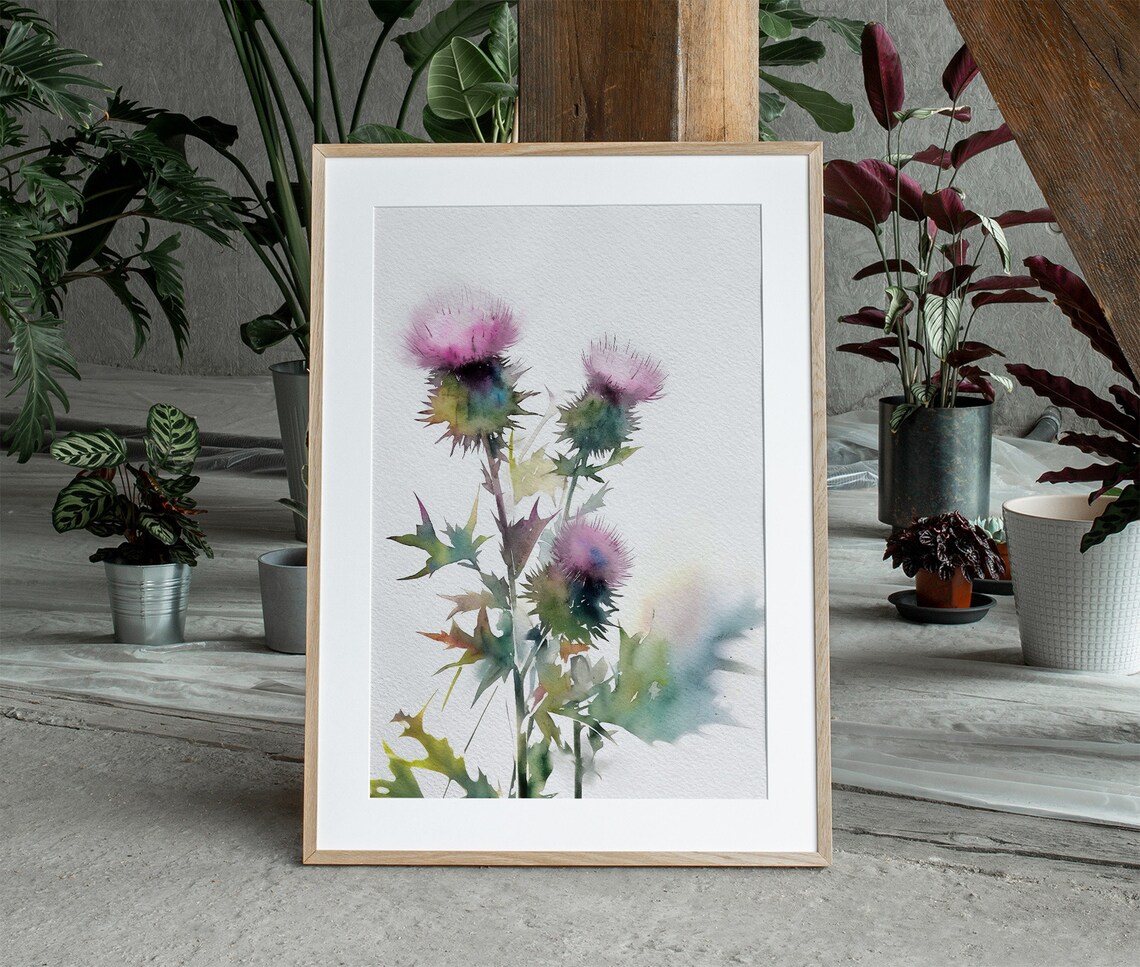 Thistle Watercolor Art Print, Scottish Wildflowers - Image 4
