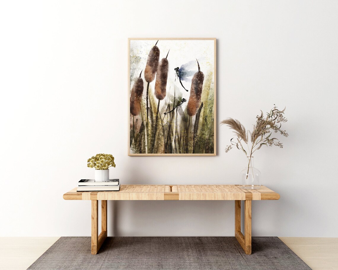 Dragonfly Watercolor Wildflowers Art Print, Botanical - Image 2