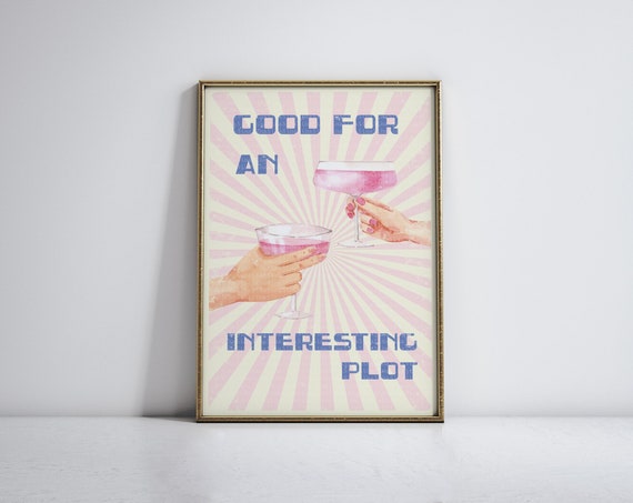 Good For Any Interesting Plot Pink Room Decor Bar Cart Art Trendy Wall Art Dorm Rom Decor Wall Art