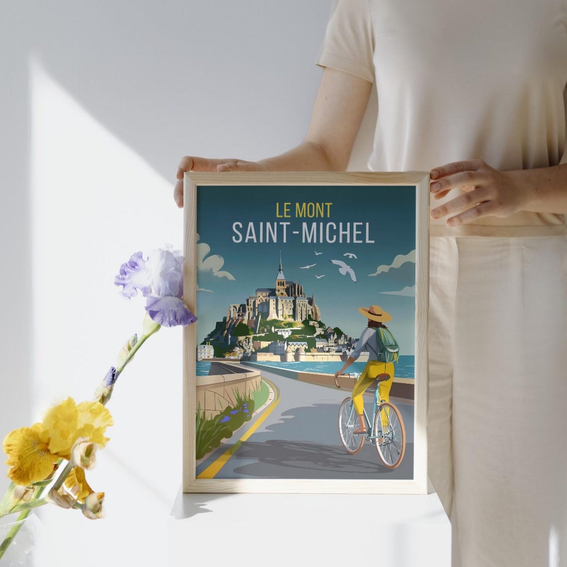 Mont Saint Michel Poster Normandy Travel Poster France Coastal Wall Art Normandy Print Mont St Michel French Poster Godmother Gift - Image 2