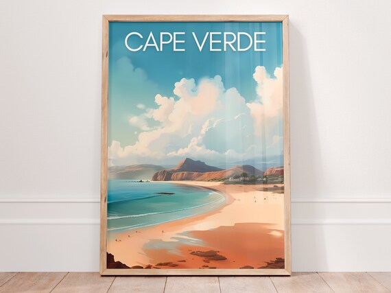 Cape Verde Turquoise Beach Golden Sand Coastal Paradise Poster
