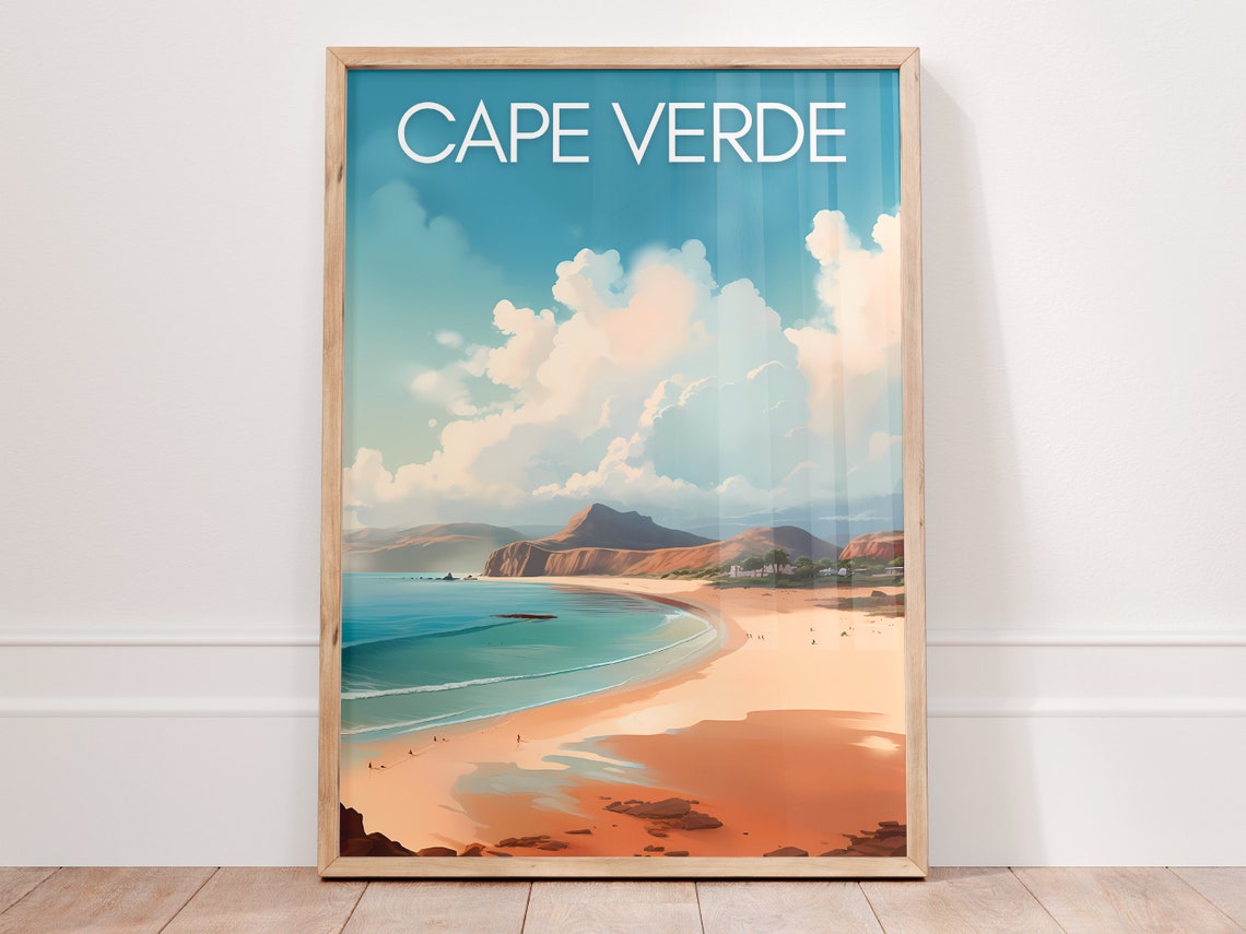 Cape Verde Turquoise Beach Golden Sand Coastal Paradise Poster