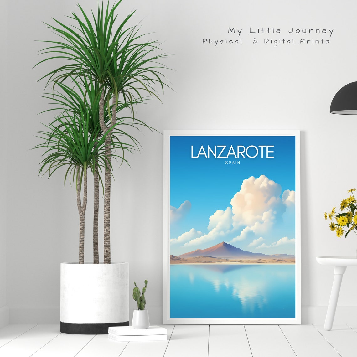 Lanzarote Spain Volcanic Peak Turquoise Sea Minimalist Poster - Image 2