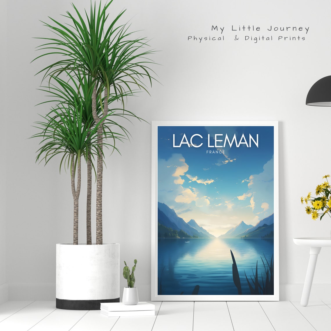 Lac Leman France Lake Geneva Sunrise Mountains Travel Poster - Image 2