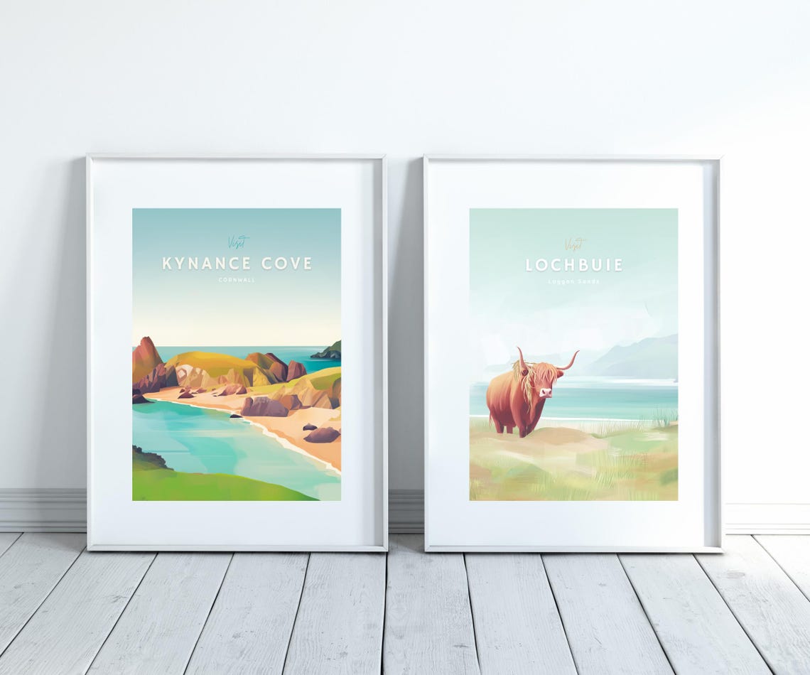 Kynance Cove Cornwall Coastal Cliffs Turquoise Beach Travel Poster - Image 3