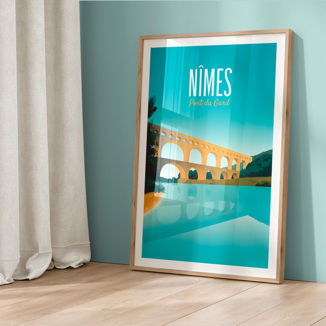 Nmes Travel Poster Pont Du Gard Wall Art Vintage France Decor Roman Aqueduct Art Print Mediterranean Gift French Architecture Poster - Image 5