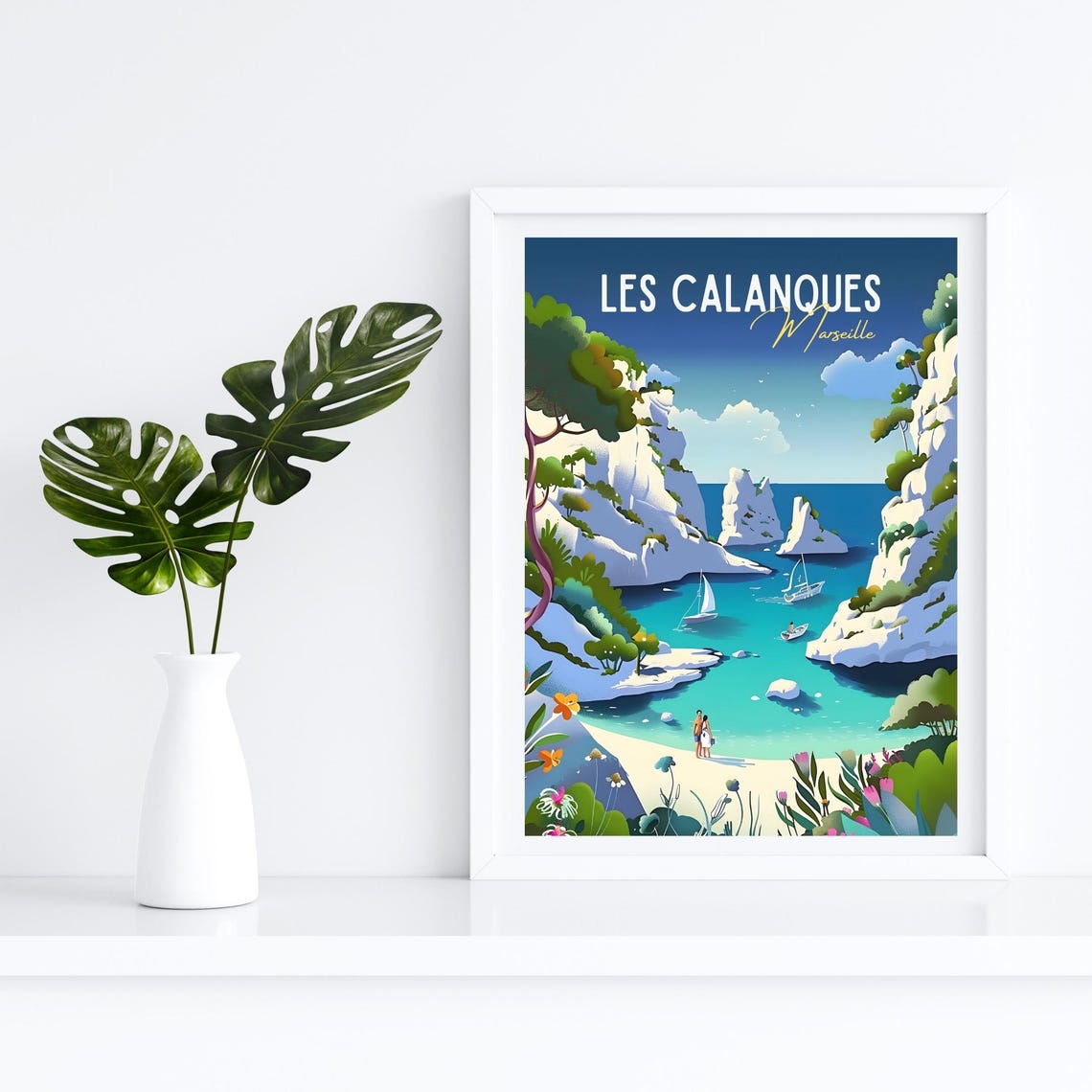 Vintage Calanques Poster Marseille Travel Print French Riviera Art Mediterranean Wall Decor Coastal France Art Gift For Travelers - Image 4
