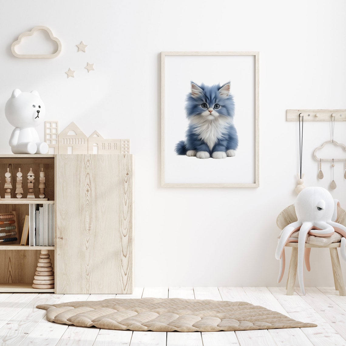 Adorable Fluffy Blue Gray Kitten With Big Eyes Nursery Animal Poster - Image 5