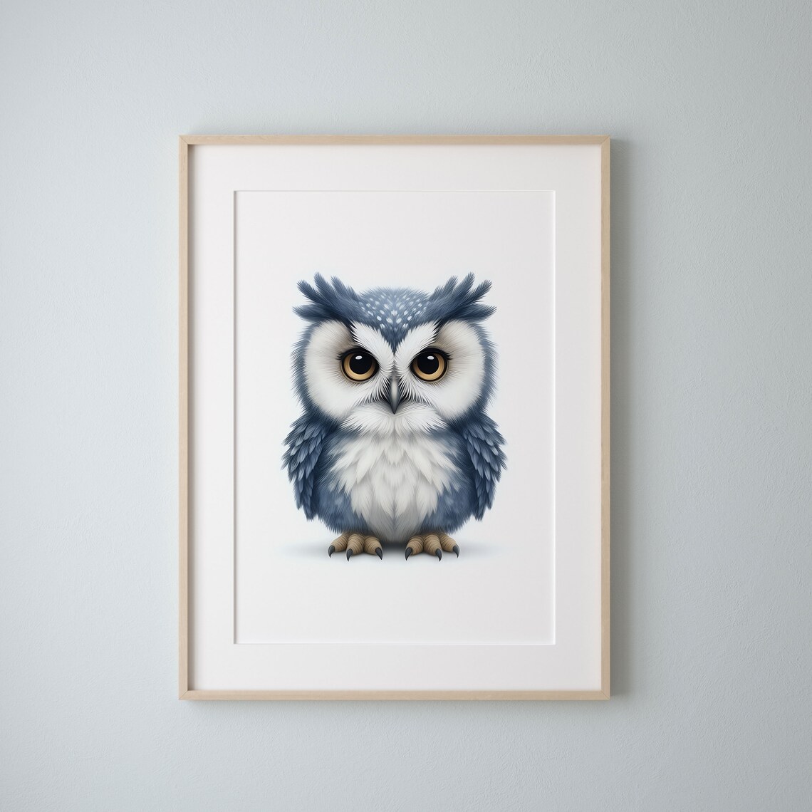 Adorable Baby Blue Owl With Big Eyes Cute Nursery Animal Poster - Image 3