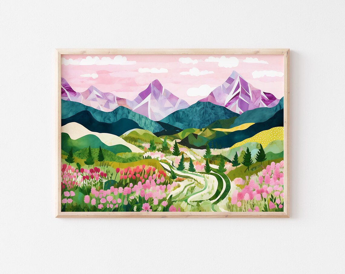 Abstract Mountain Botanical Landscape Art Print